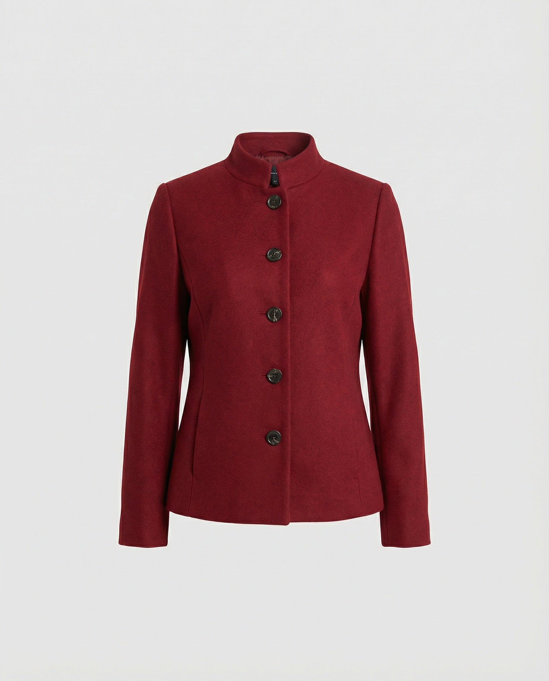 Eleganter Roter New Chinese Style Blazer mit Stehkragen und Schulterpolstern