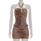 Damen Elegantes Wickelkleid mit tiefem V-Ausschnitt und tierischem Muster R&B