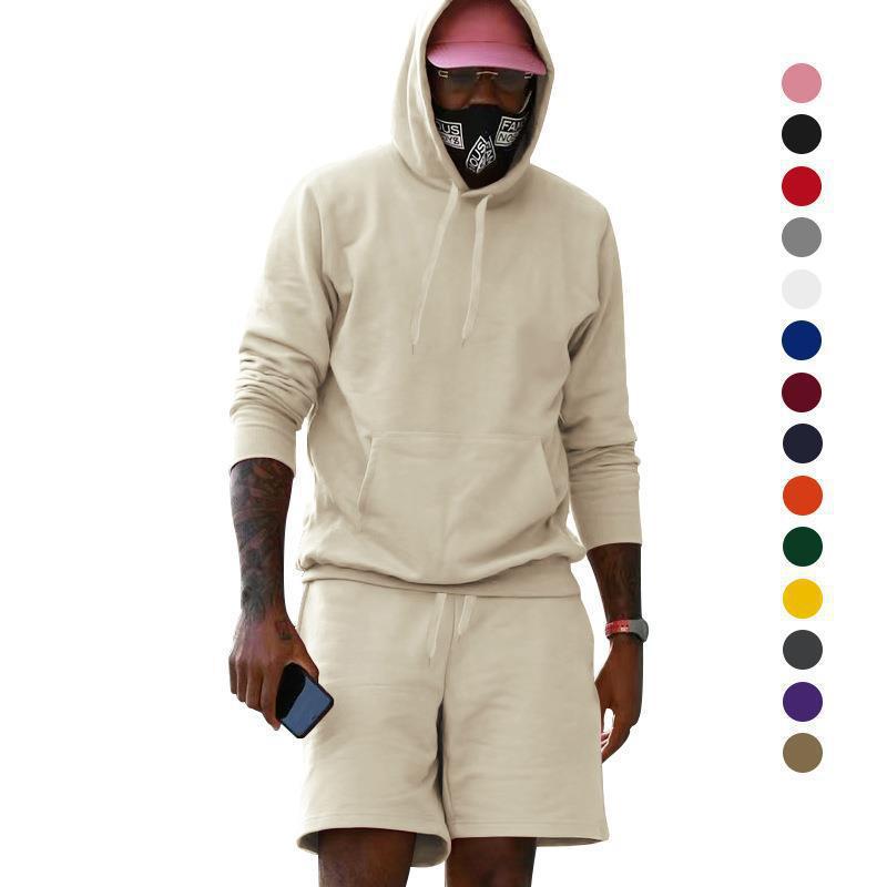 R&B Herren Hoodie-Shorts-Set mit Kängurutasche