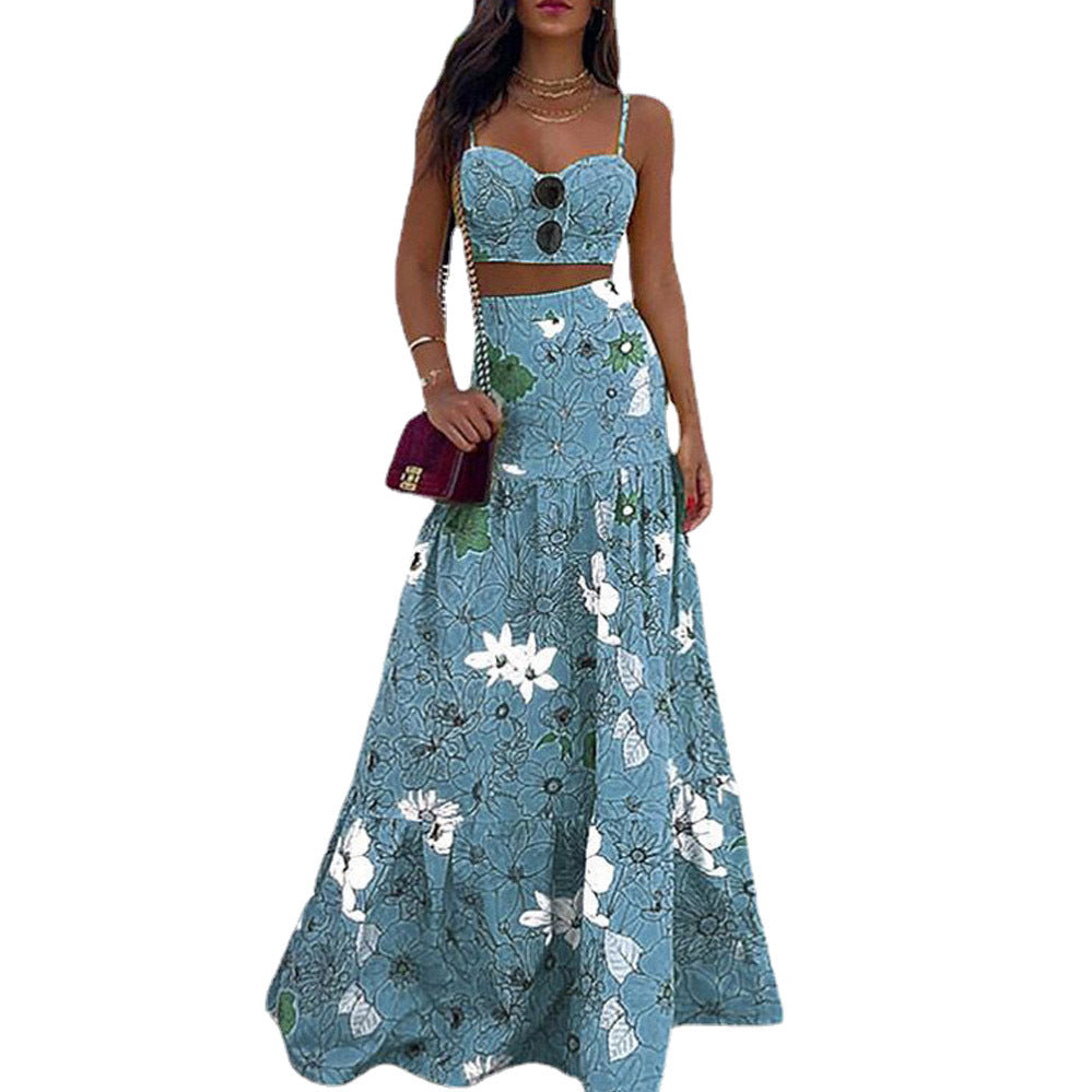 Damen Maxikleid mit floralem Design und schickem Bustier-Oberteil R&B