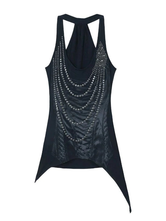 Damen Glitzerndes Tanktop mit asymmetrischem Schnitt R&B