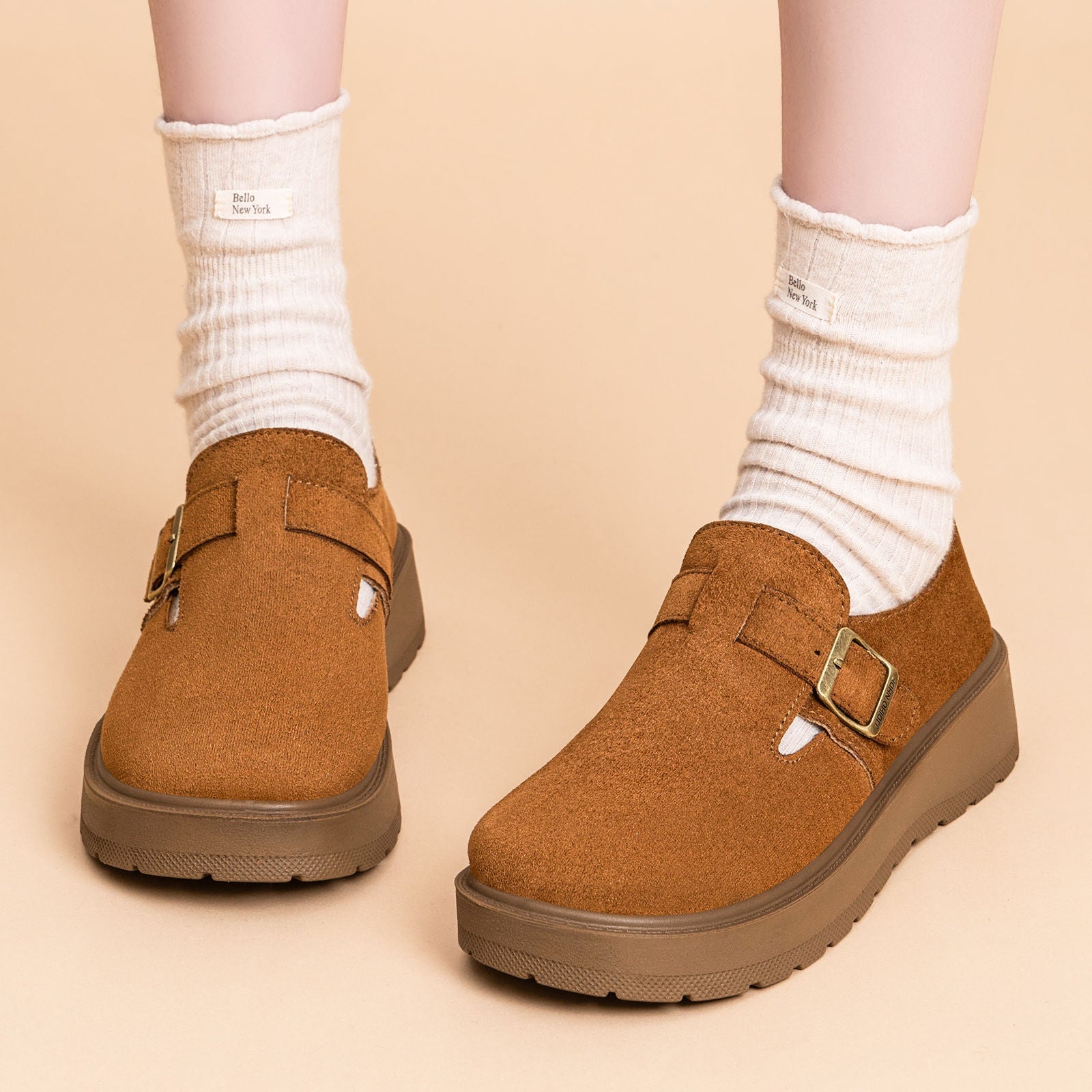 Damen Komfortable und elegante Slipper mit Schnallenverschluss R&B