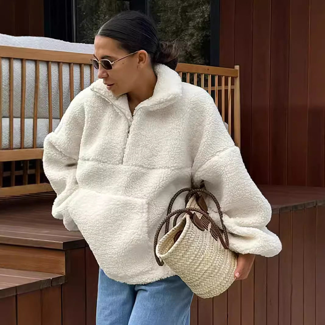 Damen Fleece-Pullover mit hohem Kragen R&B