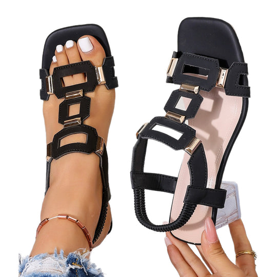 Damen Komfortable und modische Sandalen mit transparentem Blockabsatz R&B