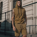 Herren nan Kapuzen-Muskelshirt-Set mit funktionaler Cargobermuda R&B
