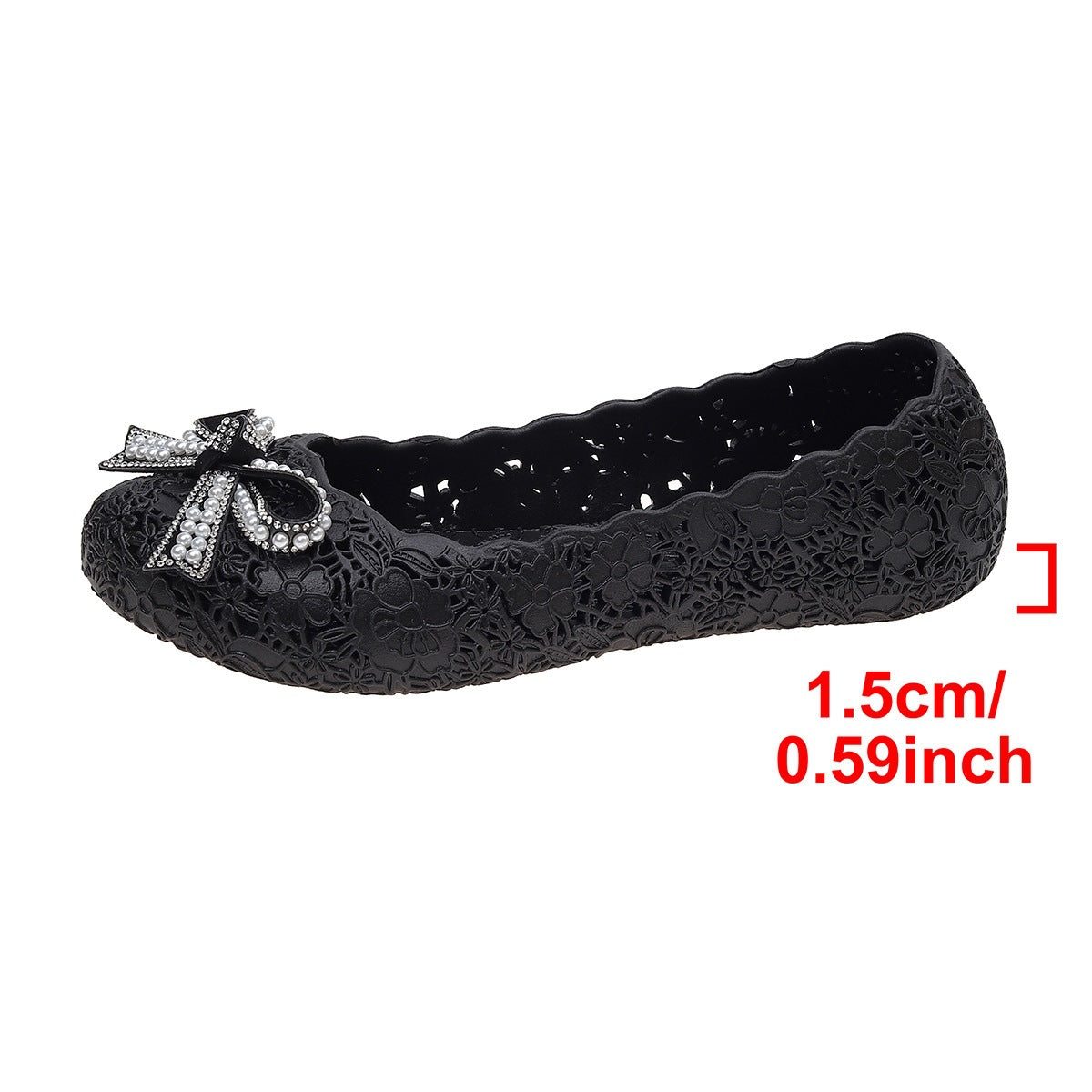 Damen Elegante Ballerinas mit floralem Lochmuster und Glitzer Schleife R&B