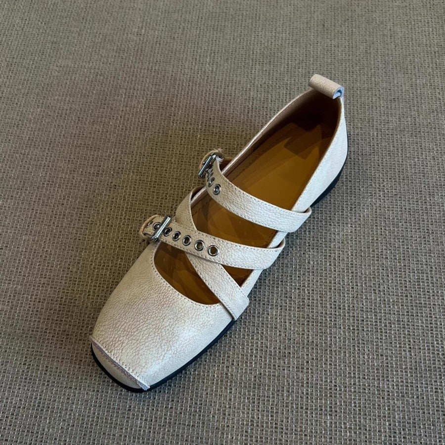Damen Ballerinas mit dekorativen Riemen und modischen Schnallen R&B