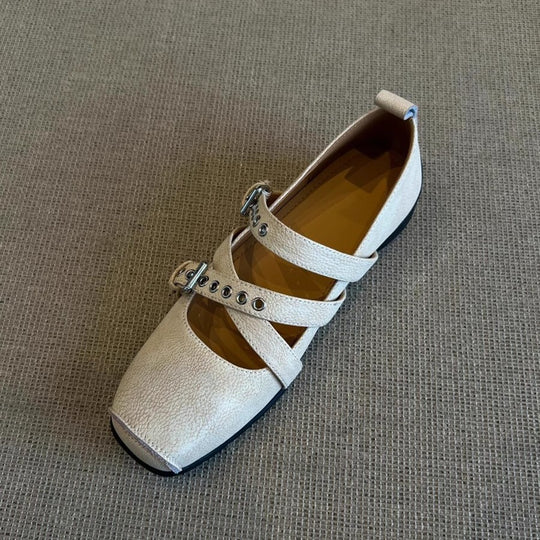 Damen Ballerinas mit dekorativen Riemen und modischen Schnallen R&B