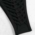 Damen Triangel-Bikini-Set mit geflochtenem Höschen und verstellbaren Trägern R&B