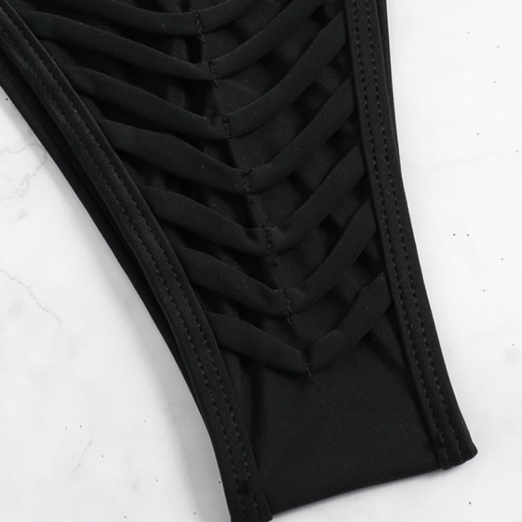 Damen Triangel-Bikini-Set mit geflochtenem Höschen und verstellbaren Trägern R&B