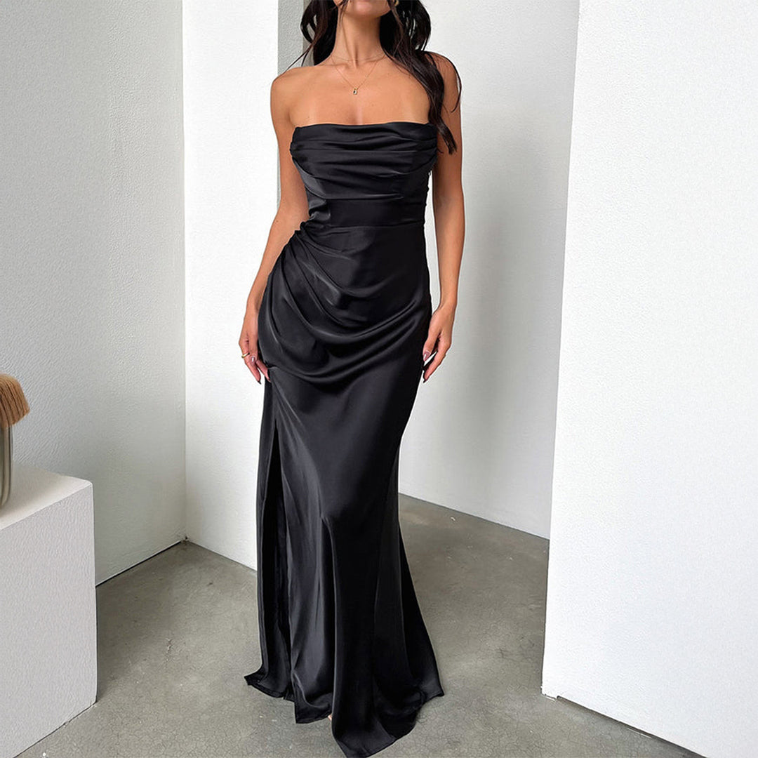 Damen Maxikleid mit schimmernden Details und hohem Schlitz R&B