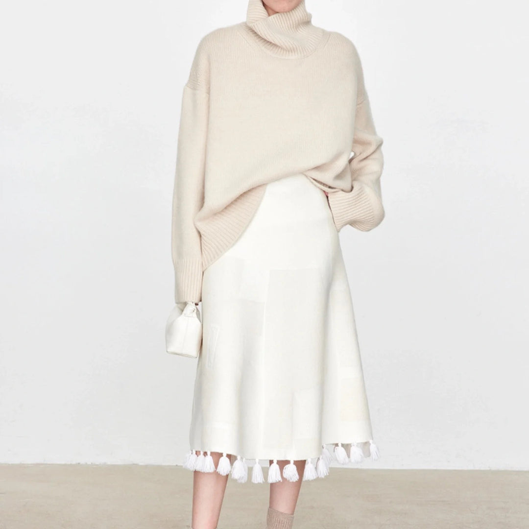 Damen Oversized Rollkragenpullover mit Rippstruktur R&B