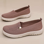 Damen Slip-On Freizeit Schuhe mit eleganter Strickoberfläche und Perlenschmuck R&B