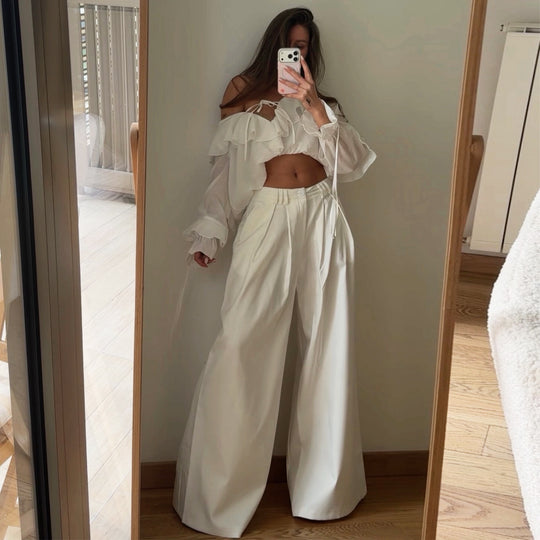 Damen Bluse mit voluminösen Rüschendetails und Kapitänsärmeln R&B