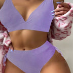 Damen Triangel-Bikini mit verstellbaren Trägern und hohem Bund R&B
