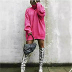 Damen Oversized Strickpullover mit hohem Kragen und Waffelmuster R&B