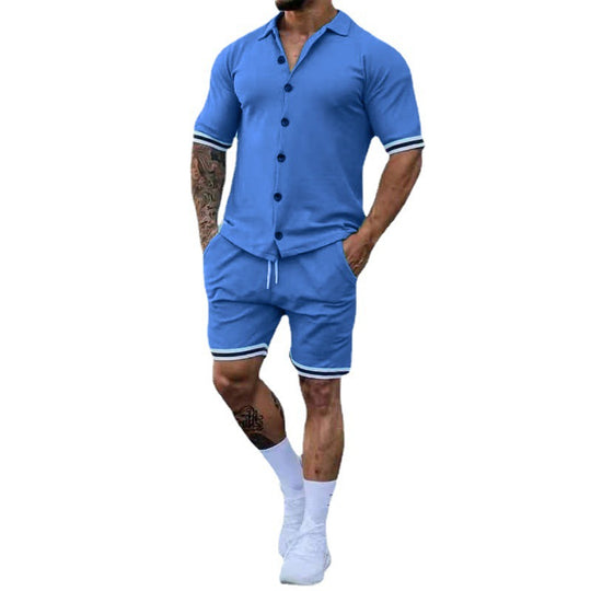 Herren Freizeit-Set mit modernem Kurzarm-Hemd und Short Heidi-Mode
