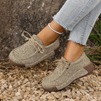 Damen bequeme Halbschuhe mit elastischen Schnürsenkeln und rutschfester Sohle R&B