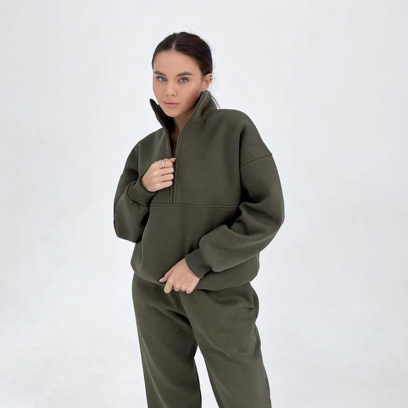 Damen Hochleistungs-Fleece Sweatshirt mit Stehkragen und Reißverschluss R&B