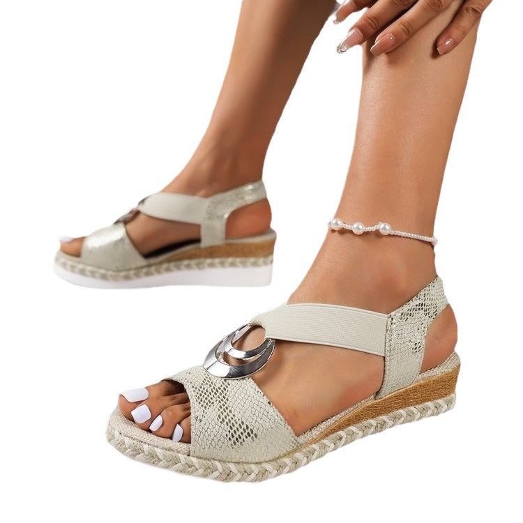 Damen Wedge-Sandalen mit dekorativem Riemendesign R&B