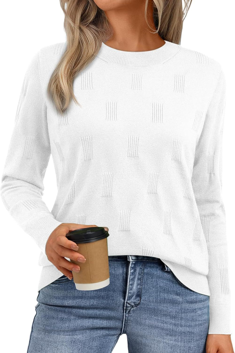Damen gesteppter Strickpullover mit modischem Schnitt R&B