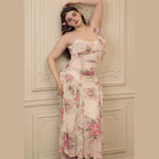 Damen Elegantes Fließendes Abendkleid mit Rüschendetails R&B