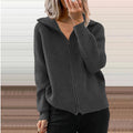 Damen Strickjacke mit Kapuze und strukturiertem Rippdesign R&B