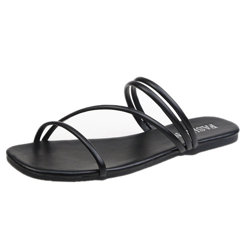 Damen nan minimalistische Schlupf-Sandalette mit filigranen Schlaufenriemen und gepolstertem Komfortfußbett R&B