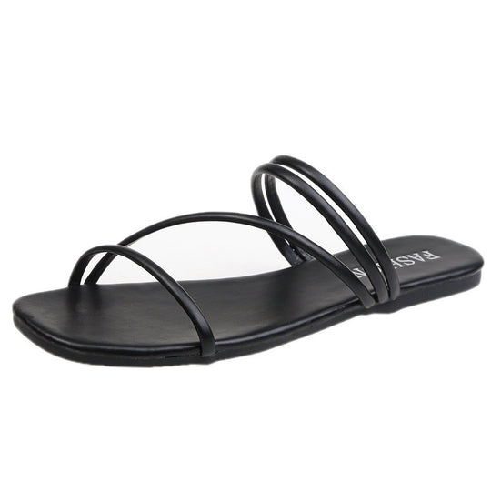 Damen nan minimalistische Schlupf-Sandalette mit filigranen Schlaufenriemen und gepolstertem Komfortfußbett R&B