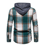Herren Karo-Hemd mit Kapuze und Button-Down-Verschluss