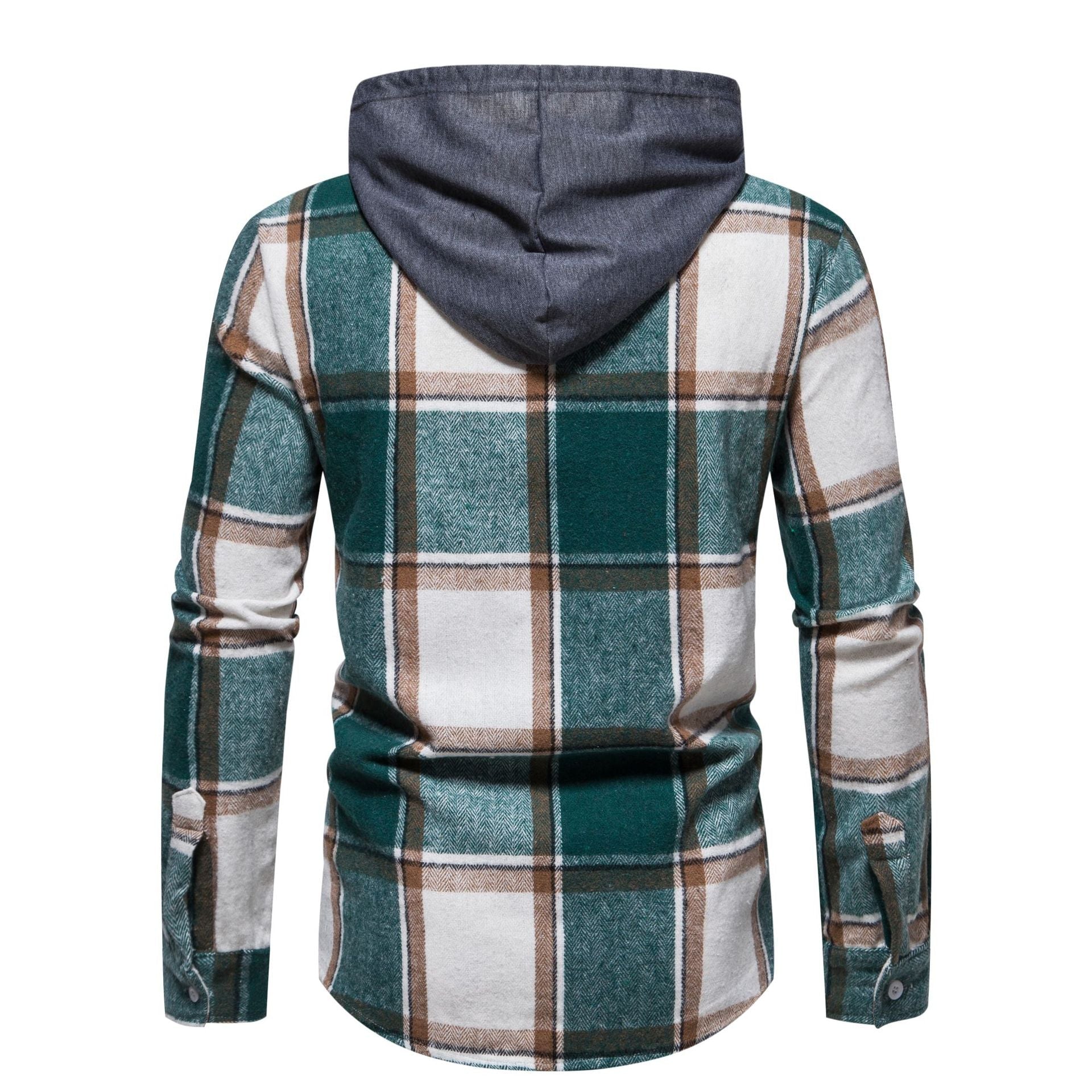 Herren Karo-Hemd mit Kapuze und Button-Down-Verschluss