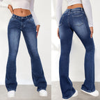 Damen Flared Jeans mit hohem Bund und moderner Passform R&B