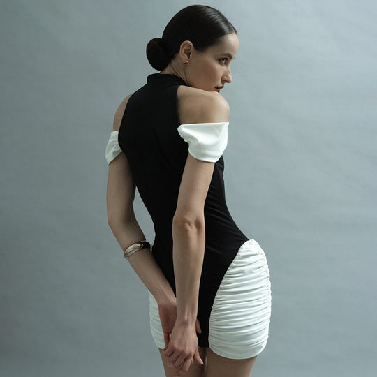 Damen Figurumspielendes Kleid mit durchgehendem Rüschendesign R&B
