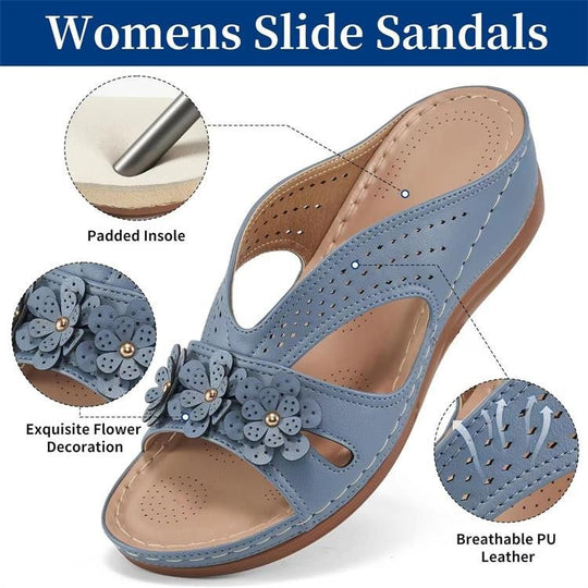 Damen komfortable Riemensandalen mit floralen Applikationen R&B