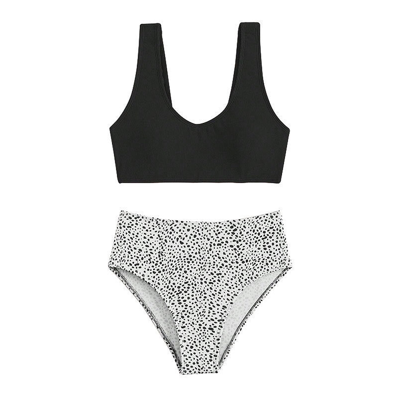 Damen Hochtailliertes Bikini-Set mit strukturiertem Oberteil