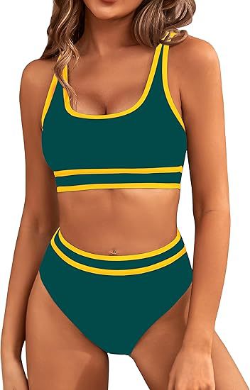 Damen Sportlicher Hochgeschnittener Bikini R&B