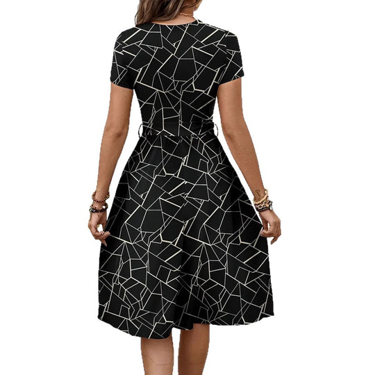 Damen Jumpsuit mit tailliertem Design und geometrischem Muster R&B