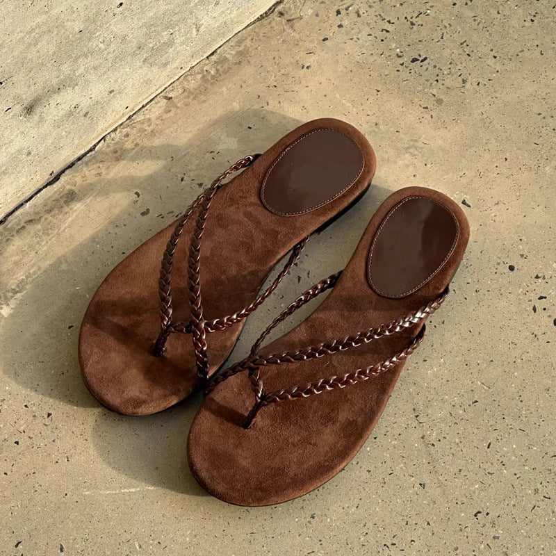 Damen Zehentrenner-Sandalen mit geflochtenem Riemendesign und ergonomischem Fußbett R&B