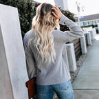 Damen Wickelpullover mit eleganter Schleife und V-Ausschnitt R&B