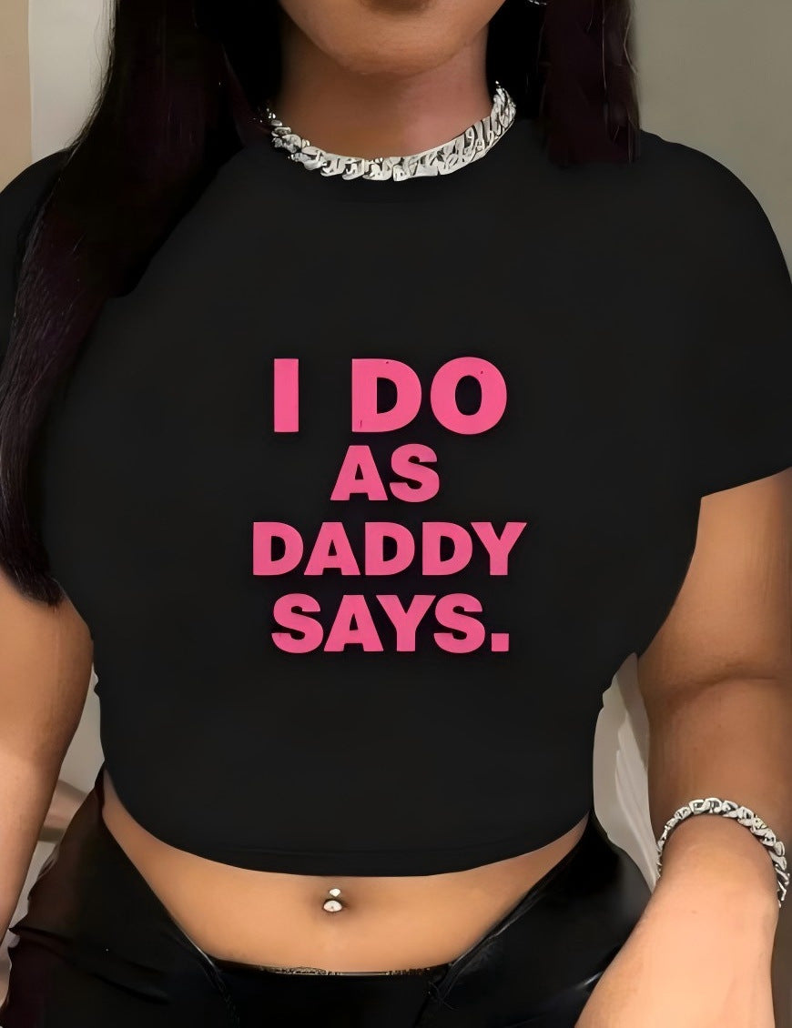 Damen Crop-T-Shirt mit kreativem Aussage-Design R&B