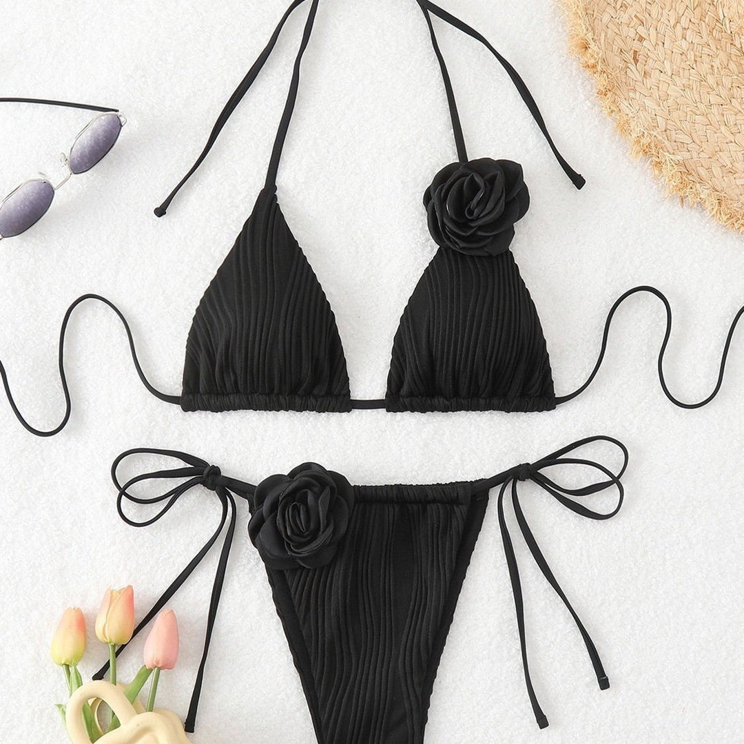 Damen Triangel-Bikini mit aufwendigem Blumendetail R&B
