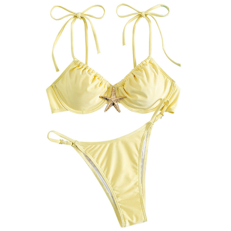 Damen Push-Up-Bikini mit dekorativem Muschelverschluss R&B
