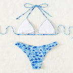 Damen Triangel-Bikini mit floralem Muster und hohem Beinausschnitt R&B