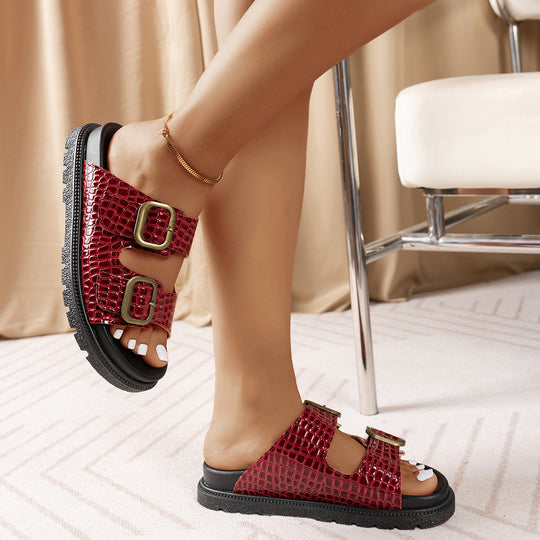 Damen Komfortable Sandalen mit modischen Schnallenapplikationen R&B