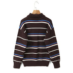 Damen gestreifter Poloshirt-Strickpullover R&B