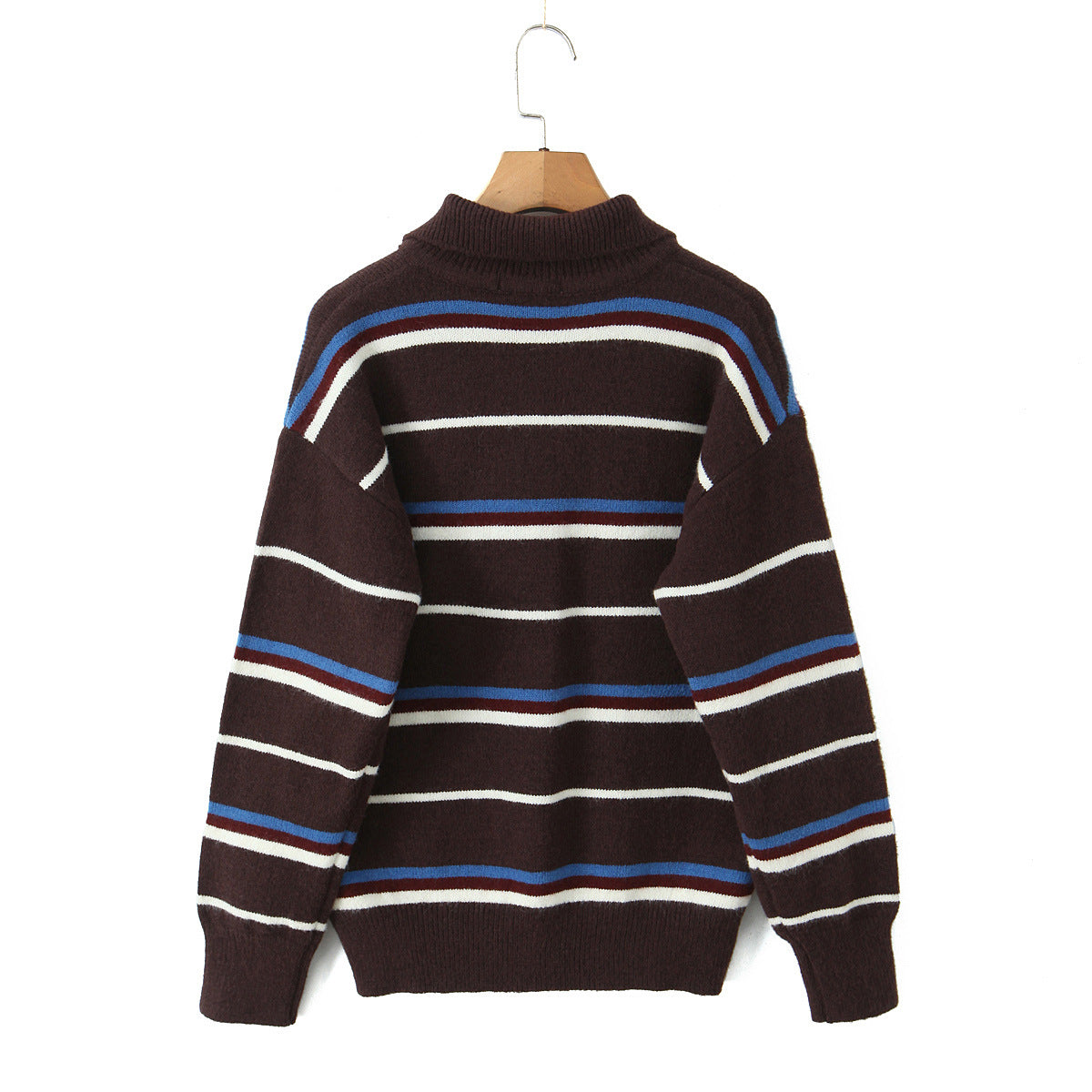 Damen gestreifter Poloshirt-Strickpullover R&B