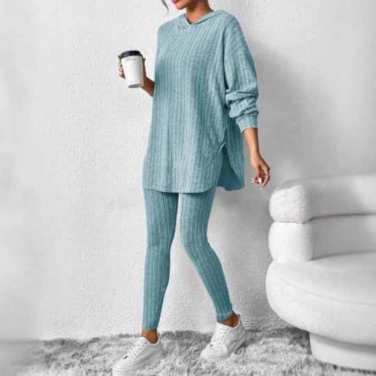 Damen Bequemes Lounge-Set mit Kapuze und schmalen Hosen R&B