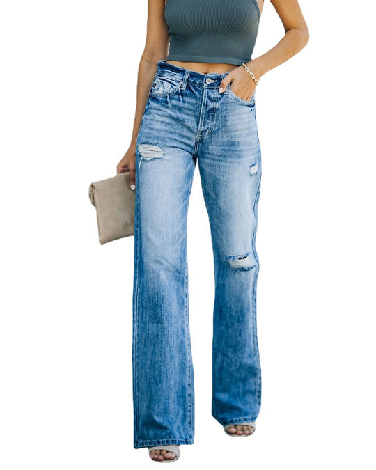 Damen Weit geschnittene Jeans mit modischen Destroyed-Details R&B