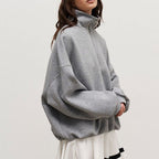 Damen modischer Pullover mit Reißverschluss und hohem Kragen R&B