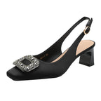 Damen Slingback-Pumps mit dekorativem Schmuckelement und komfortablem Blockabsatz
